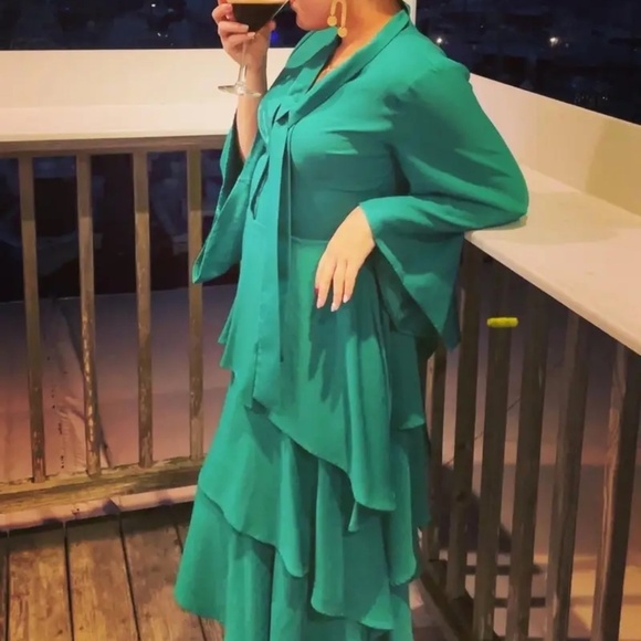 Osman Yousefzada X RTR Bow Front Ruffle Dress Size 10 - Picture 5 of 12